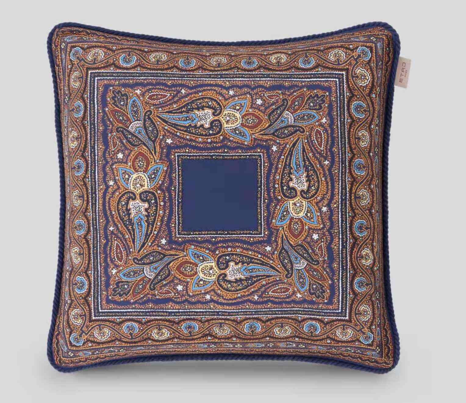 ETRO pure silk cushion printed with floral and paisley-inspired motifs