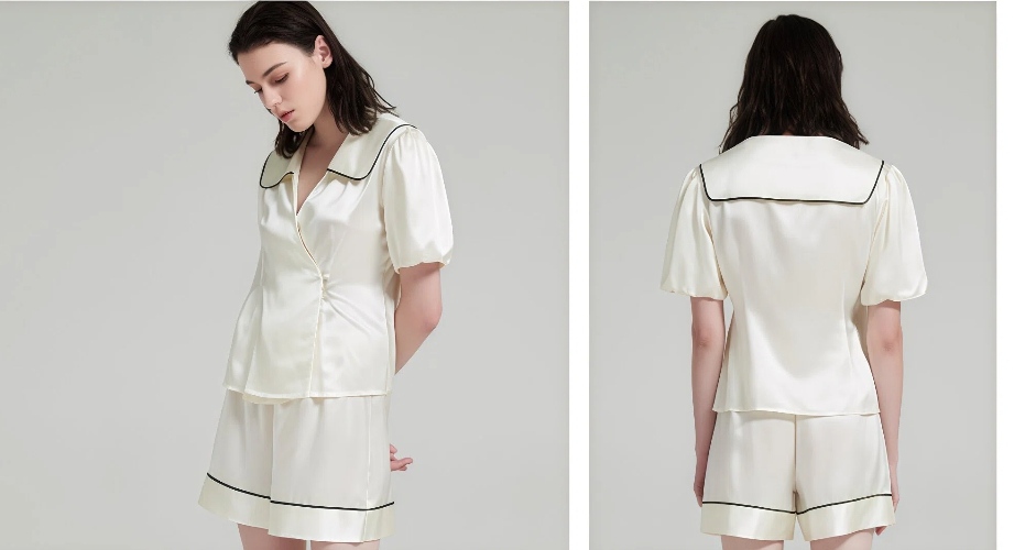 Fashion-forward silk short sleeve pajama set for ODM customization