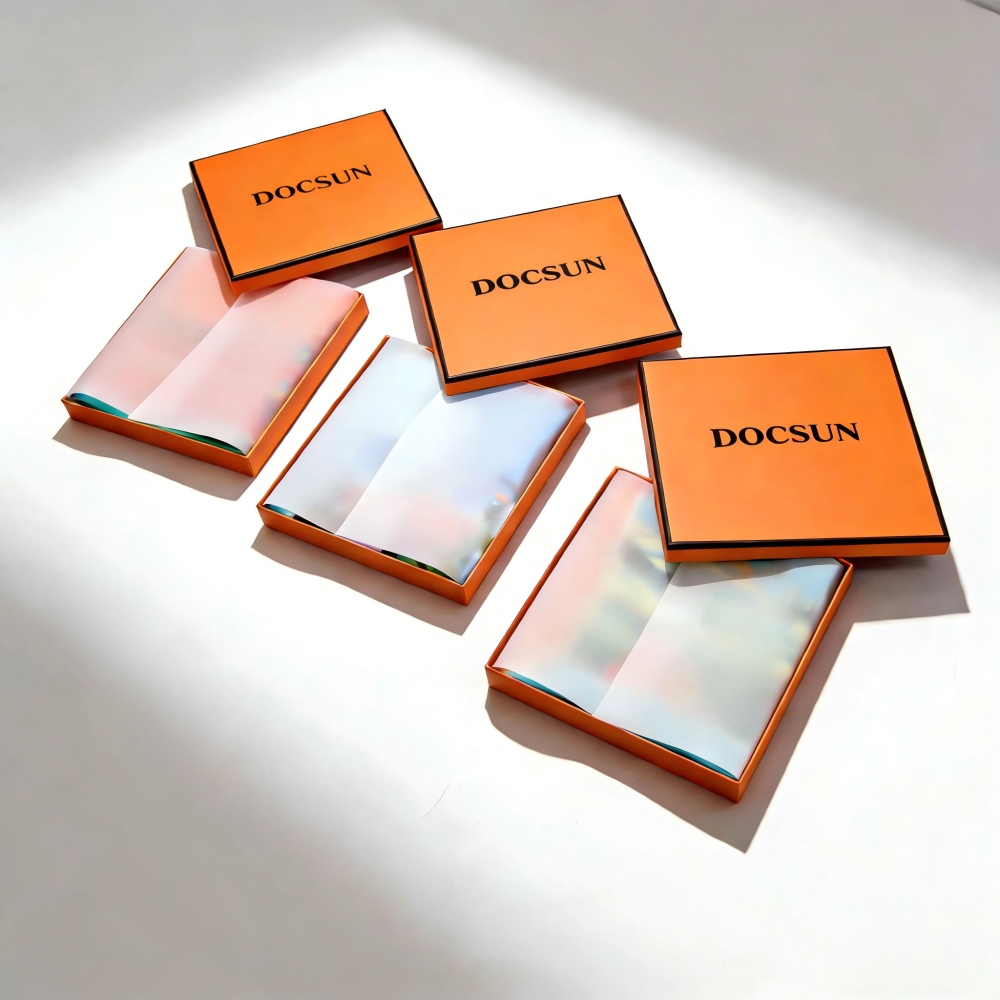 Orange lift-off lid gift box for a custom silk scarf