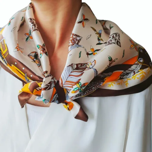 53 by 53 centimeter custom silk square scarf size reference