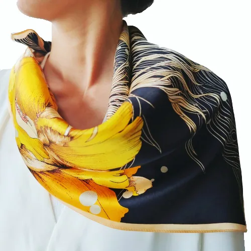 68 by 68 centimeter custom printed silk square scarf size reference