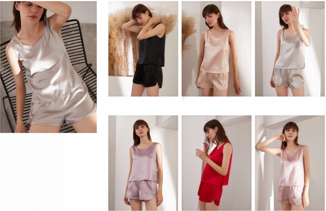 Silk camisole and shorts set for wholesale sleepwear customization