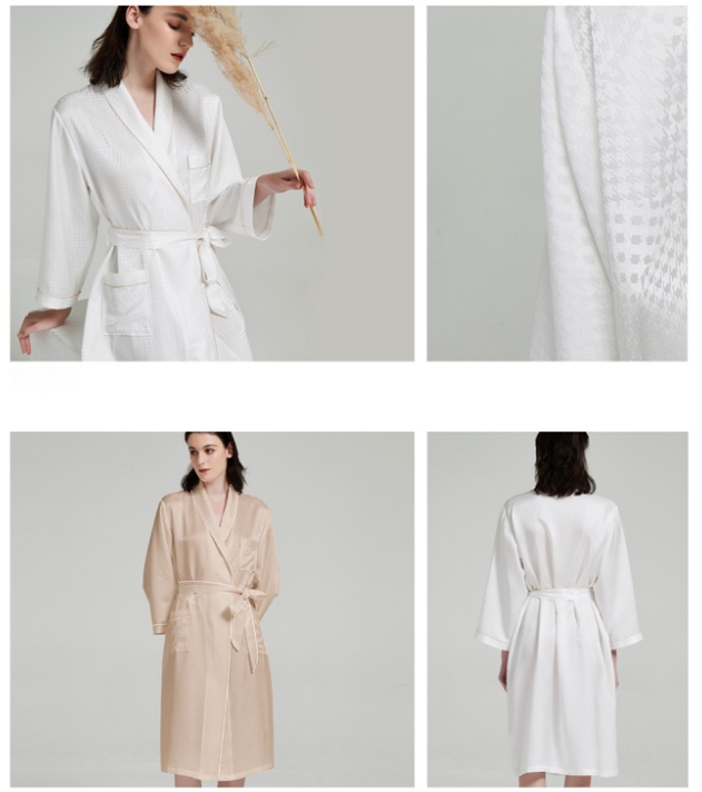 DOCSUN silk jacquard houndstooth robe reference