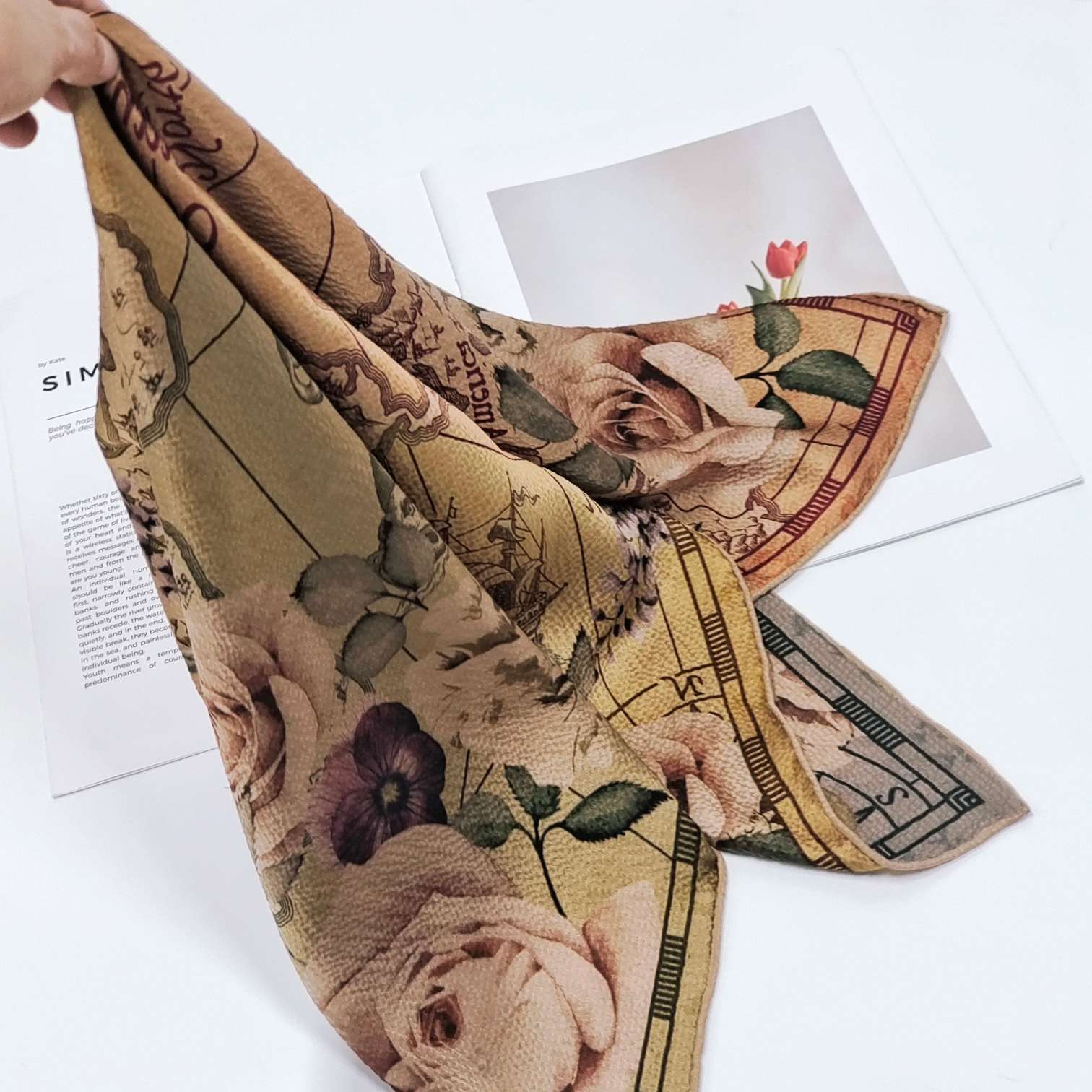53 cm mulberry silk scarf showing compact size for custom logo printed scarf projects