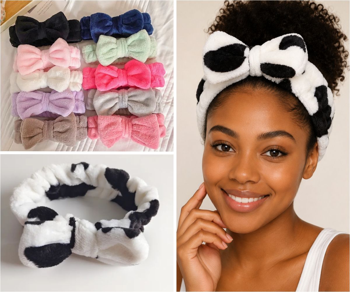 Coral fleece headband for skincare spa and self-care routines