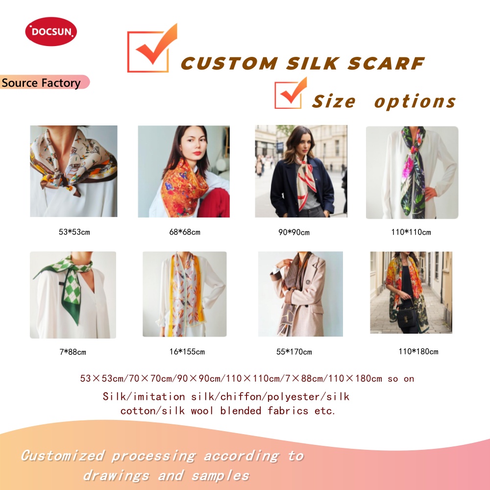 Different custom silk scarf sizes for brand projects