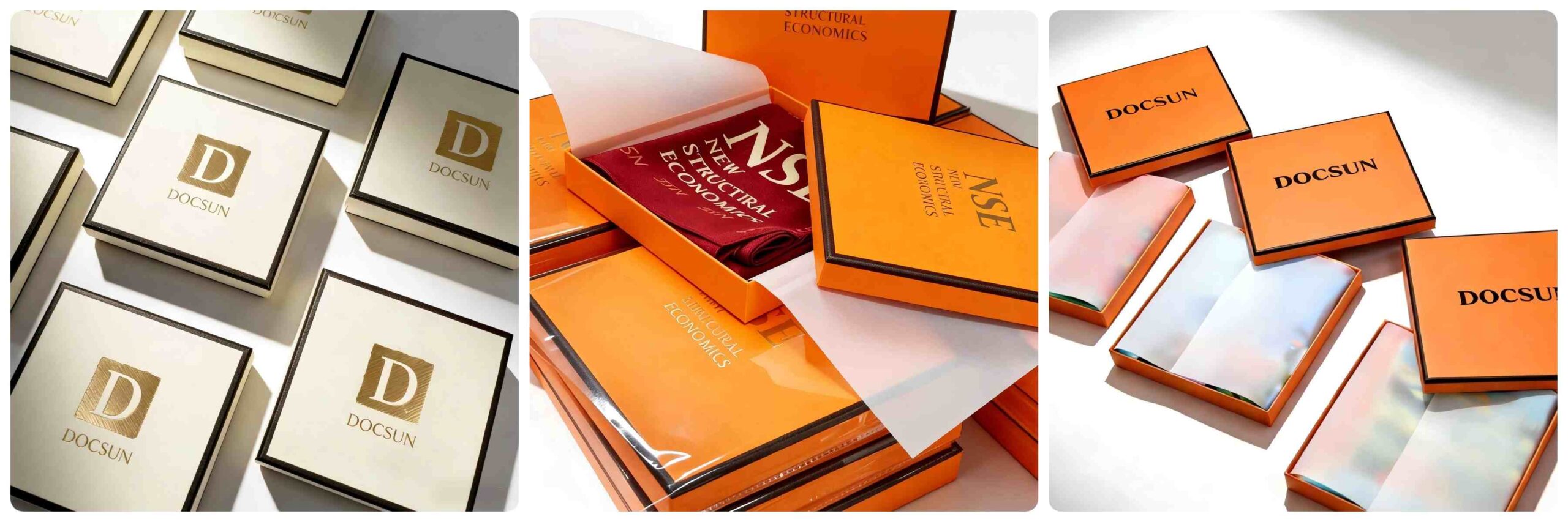 DOCSUN custom lid and base hot foil rigid box case for silk scarves