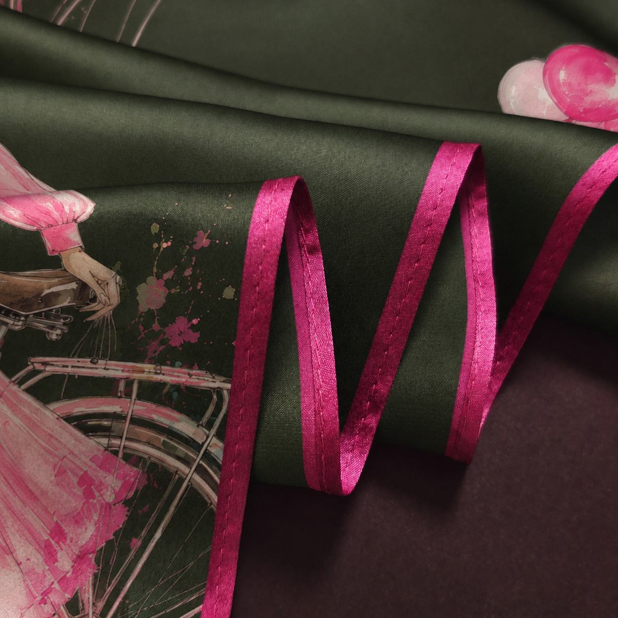 Custom mulberry silk scarves showing fabric surface for double-sided printing