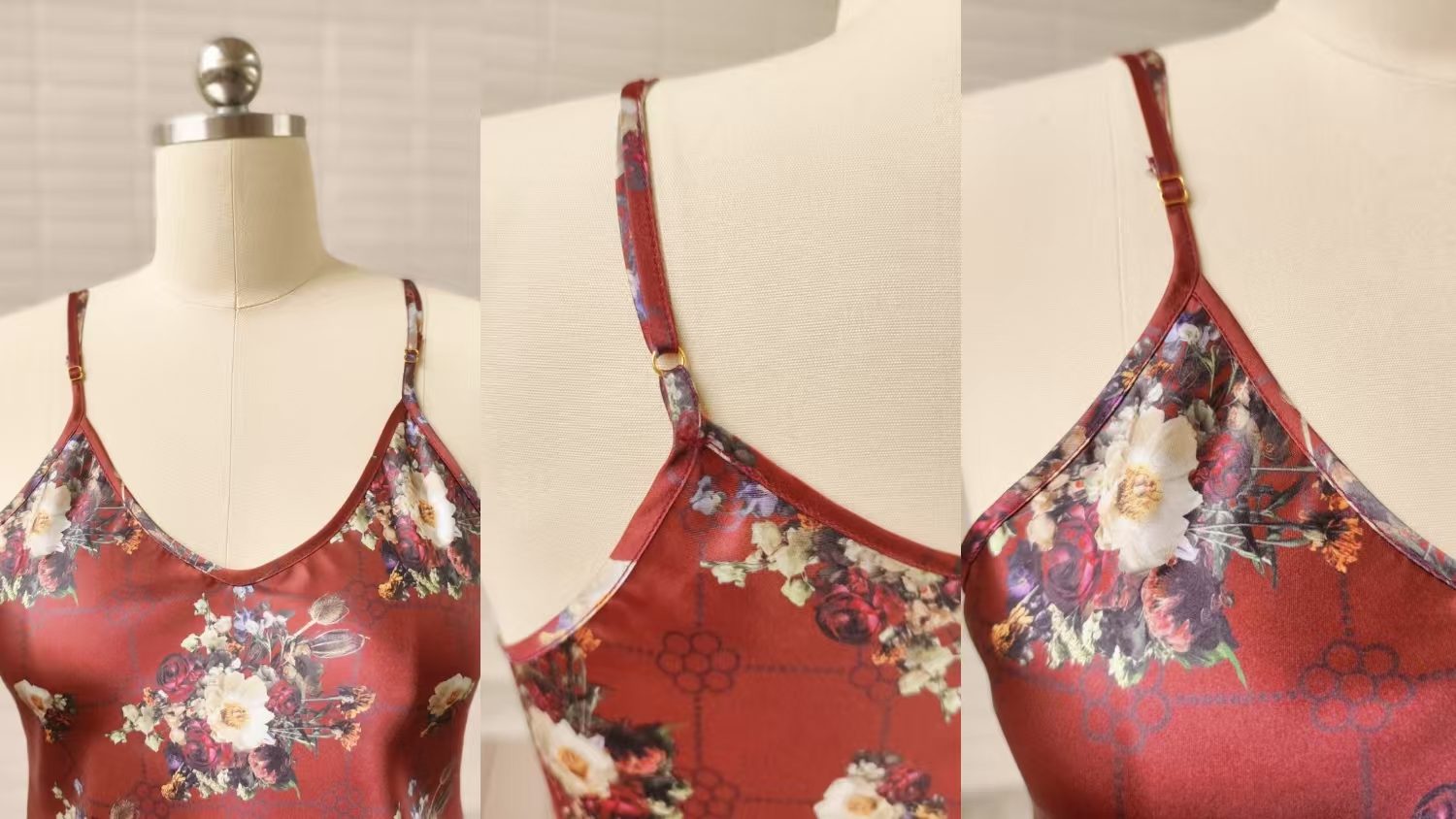 Fashion women silk dresses showing print placement and custom apparel styling