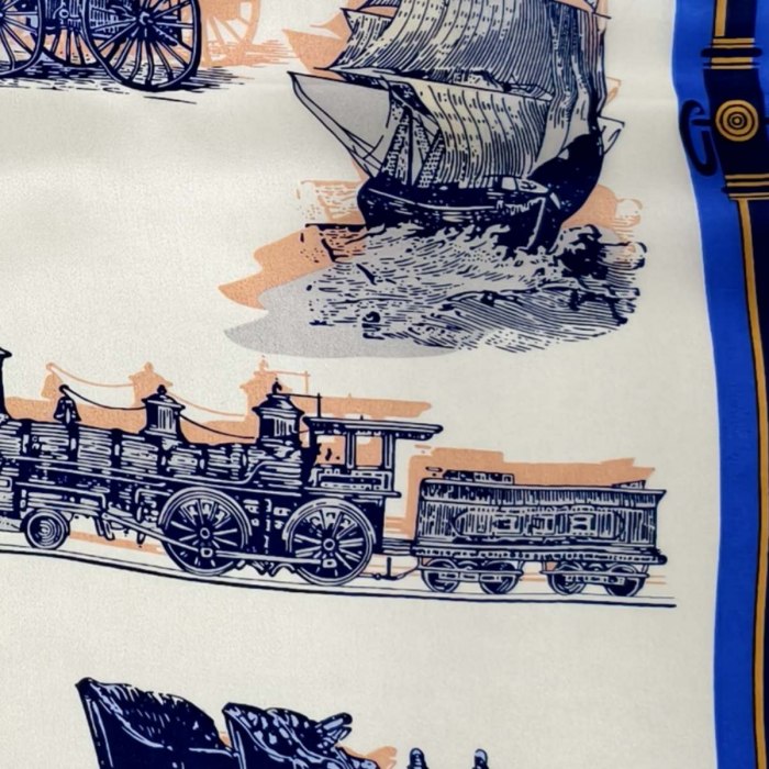 Front side of DOCSUN screen printed silk scarves