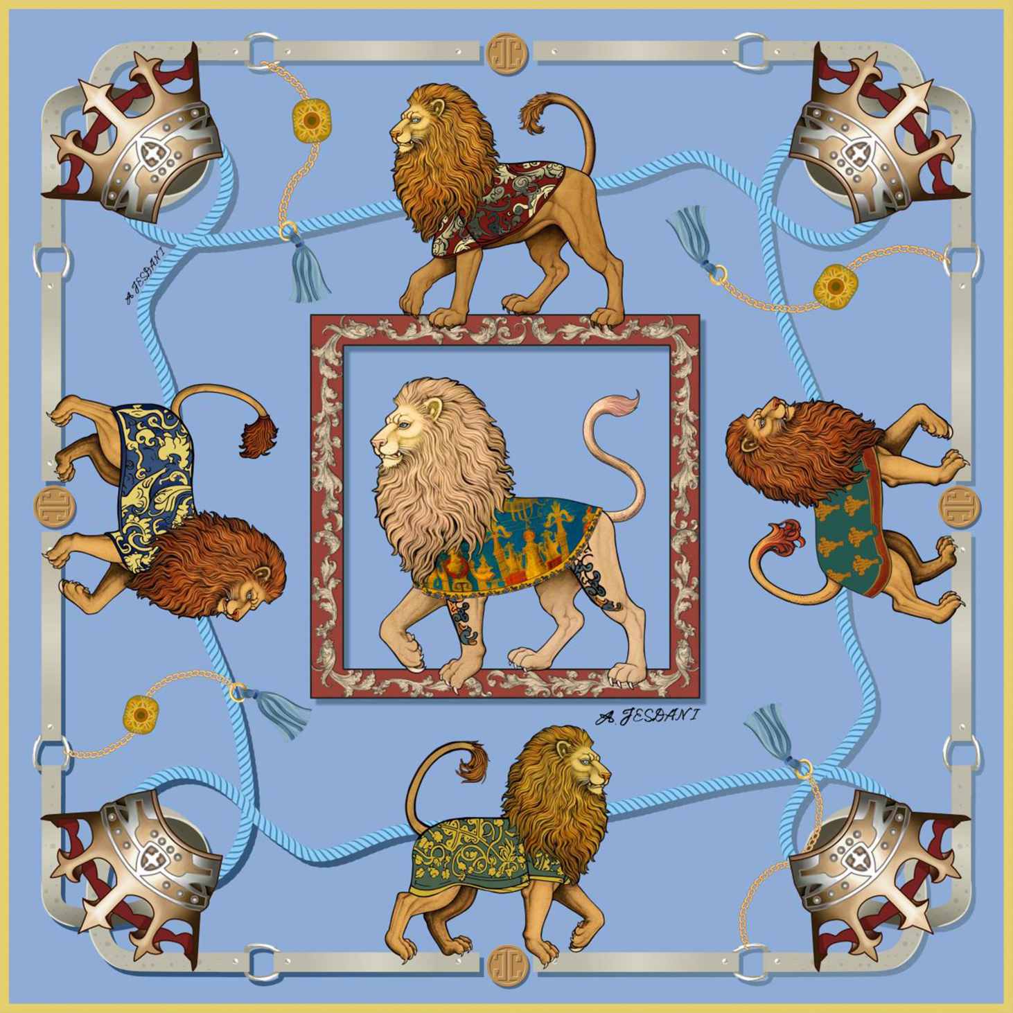 Double-sided lion scarf printing process for custom mulberry silk scarf production