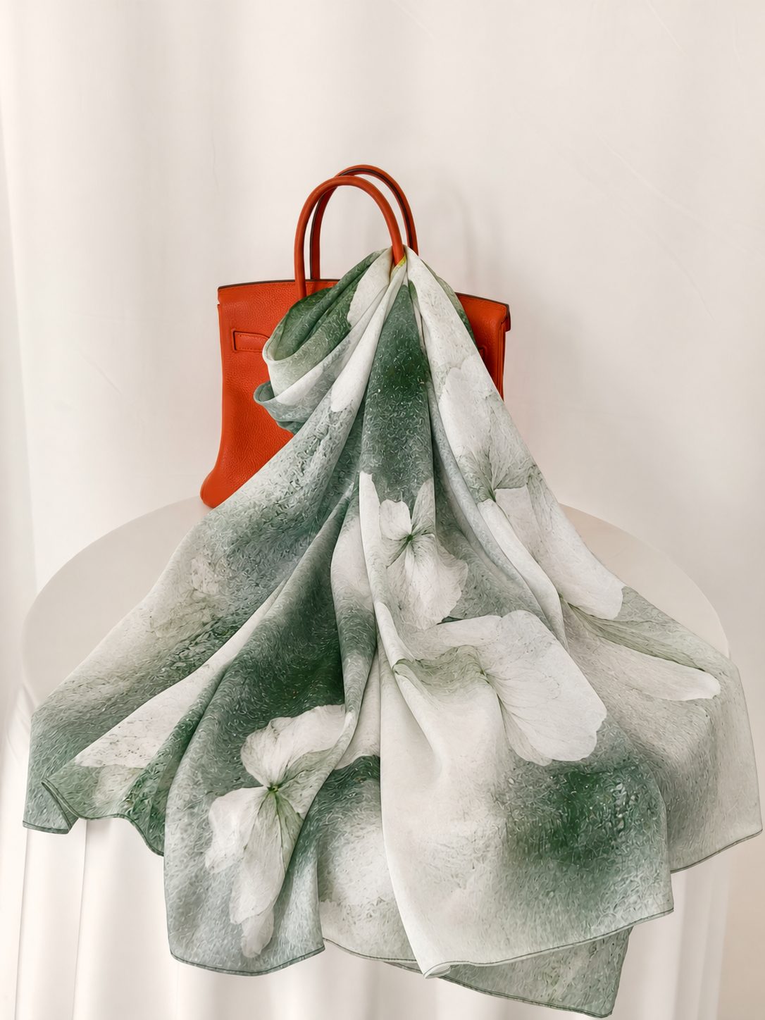 Luxury mulberry silk scarf material showing soft texture for custom printed long scarves