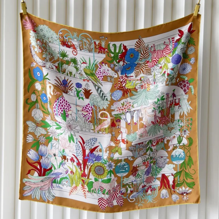Luxury silk scarf for women styled as a timeless fashion accessory