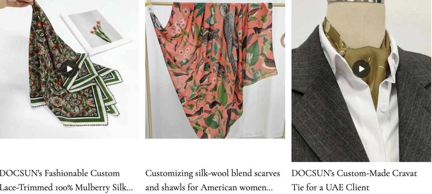 Luxury DOCSUN mulberry silk scarf for romantic fashion collections