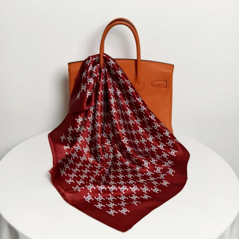 Red mulberry silk scarf showing classic color for neck scarf fashion
