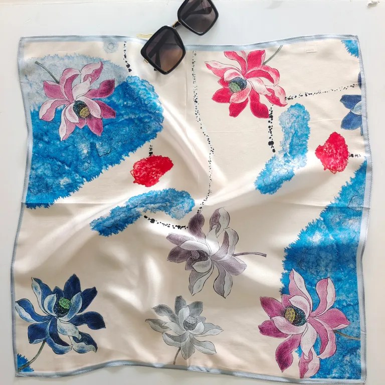 Mulberry silk scarf factory production showing custom scarf manufacturing and quality control