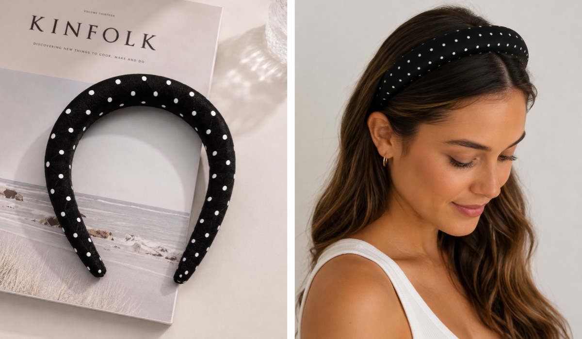 Silk polka dot hair band for retro custom headband collections