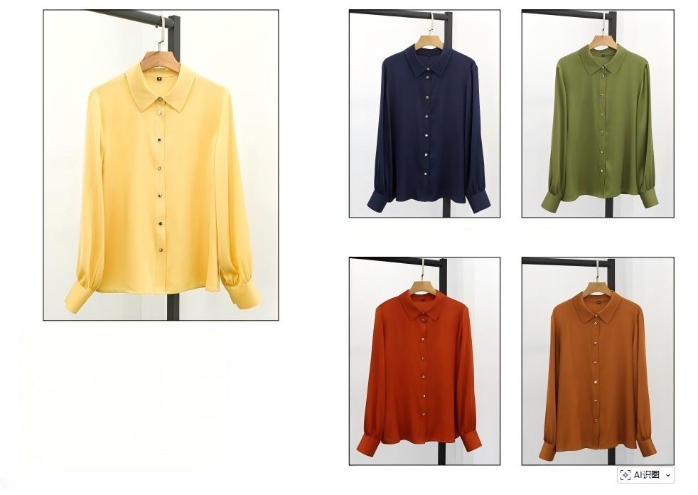 19 momme mulberry silk long sleeve blouse detail