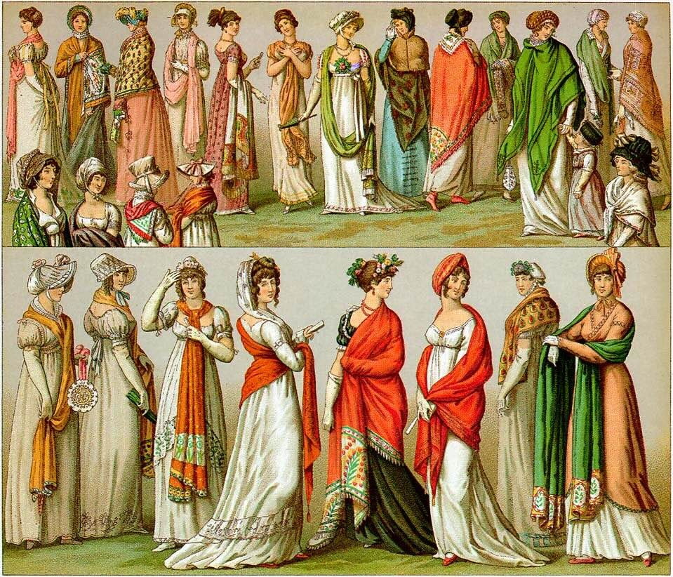 Early nineteenth century shawl styling reference