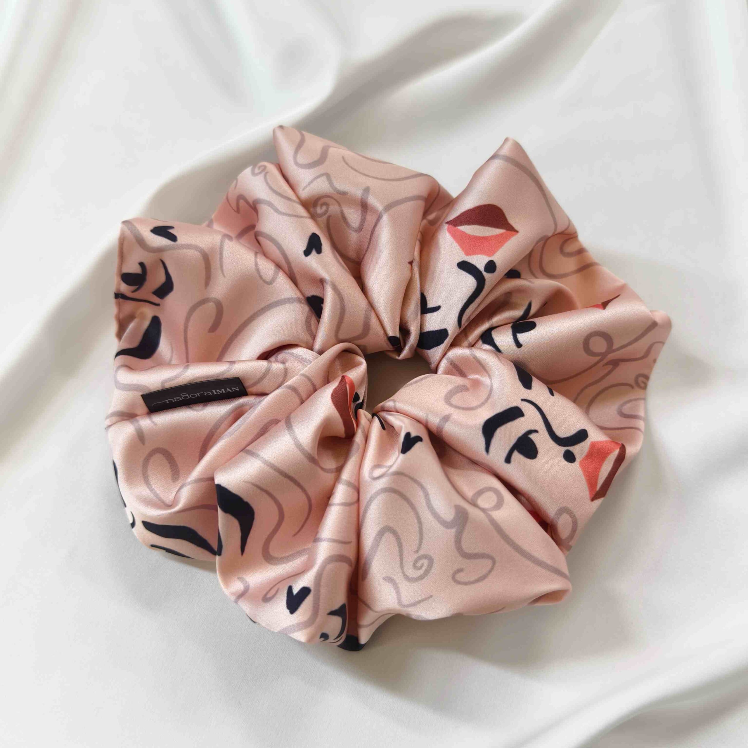 Pink custom satin scrunchies for fashion hair accessories