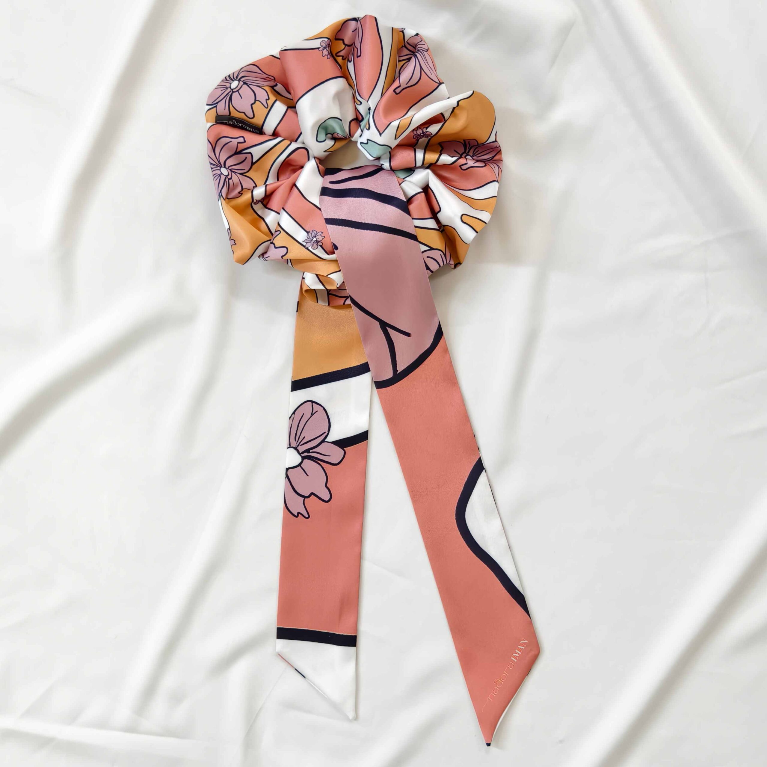 Pink silk scrunchies with soft satin finish
