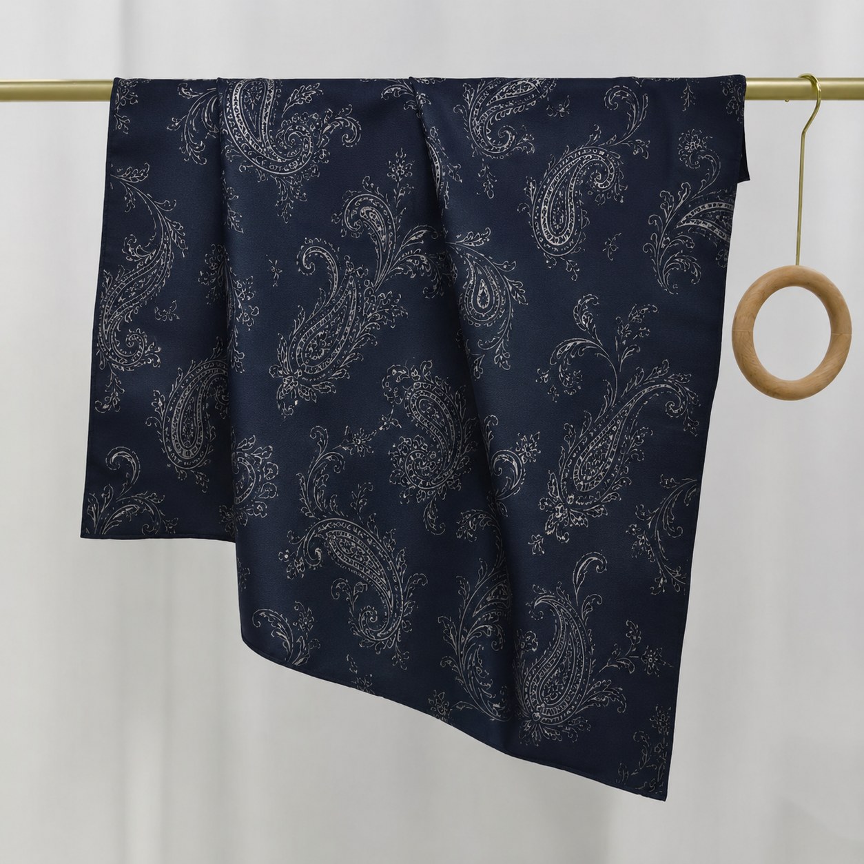Custom black neck scarf with paisley silk print