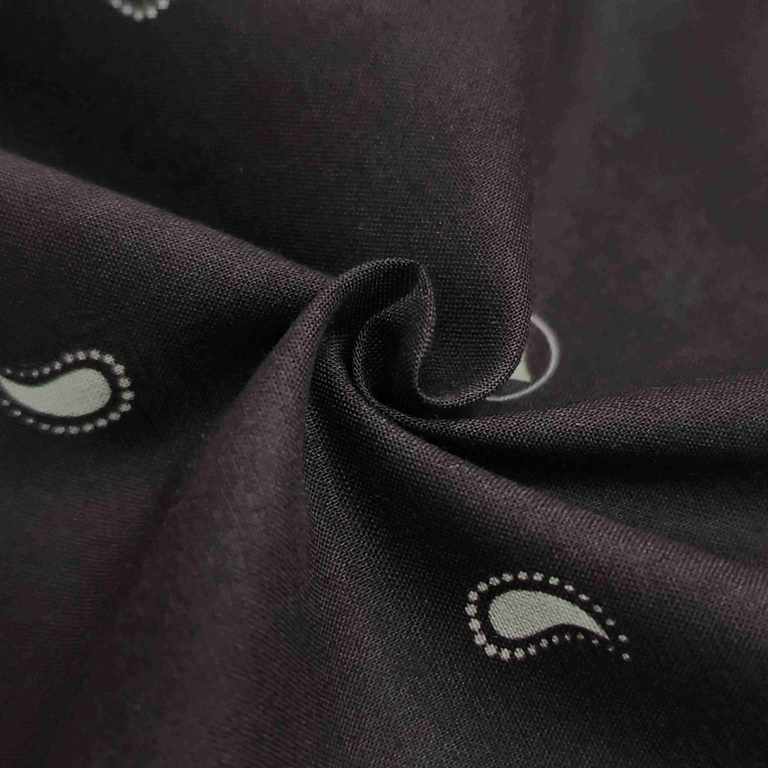 Black paisley bandana fabric with custom printing