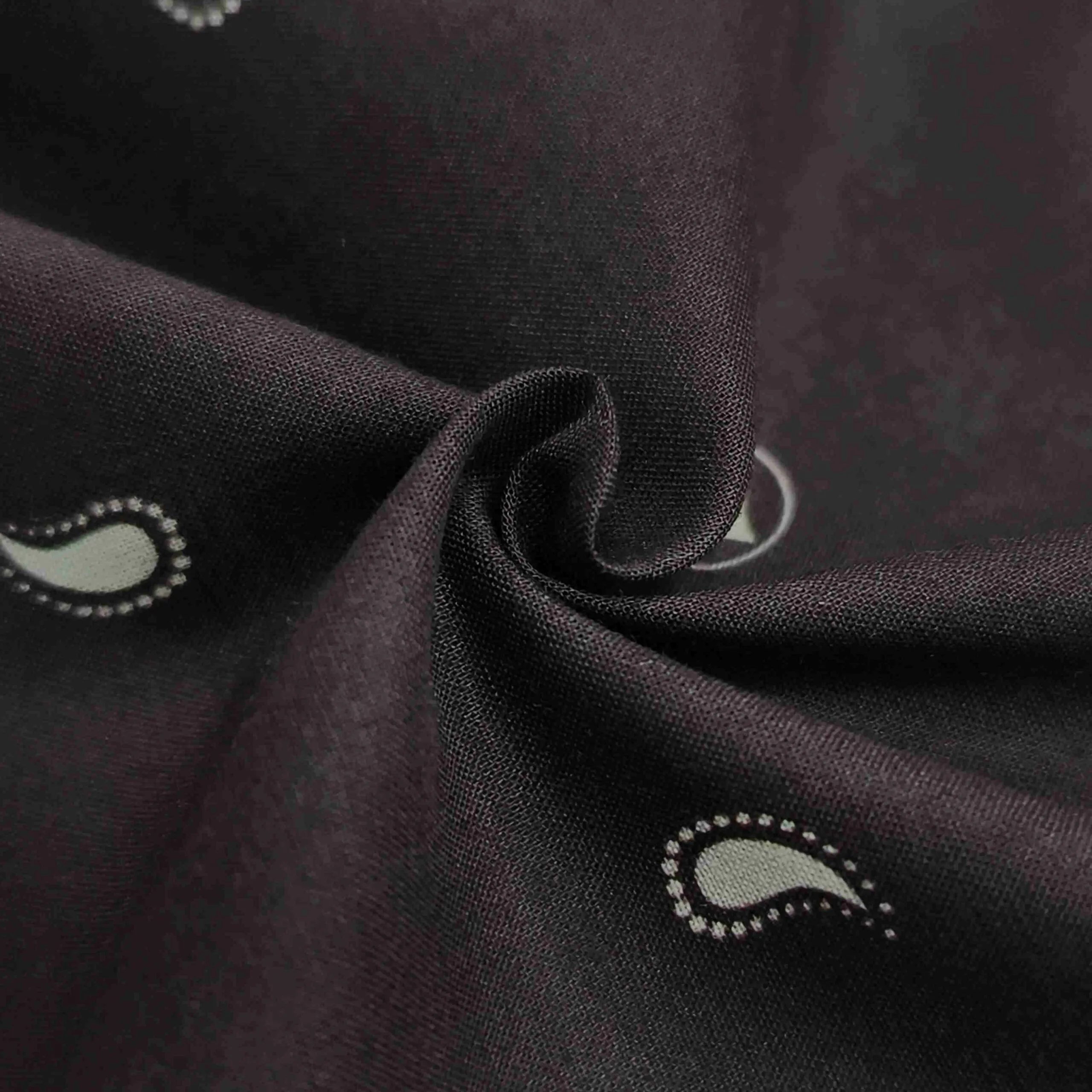 Black paisley bandana fabric with custom printing