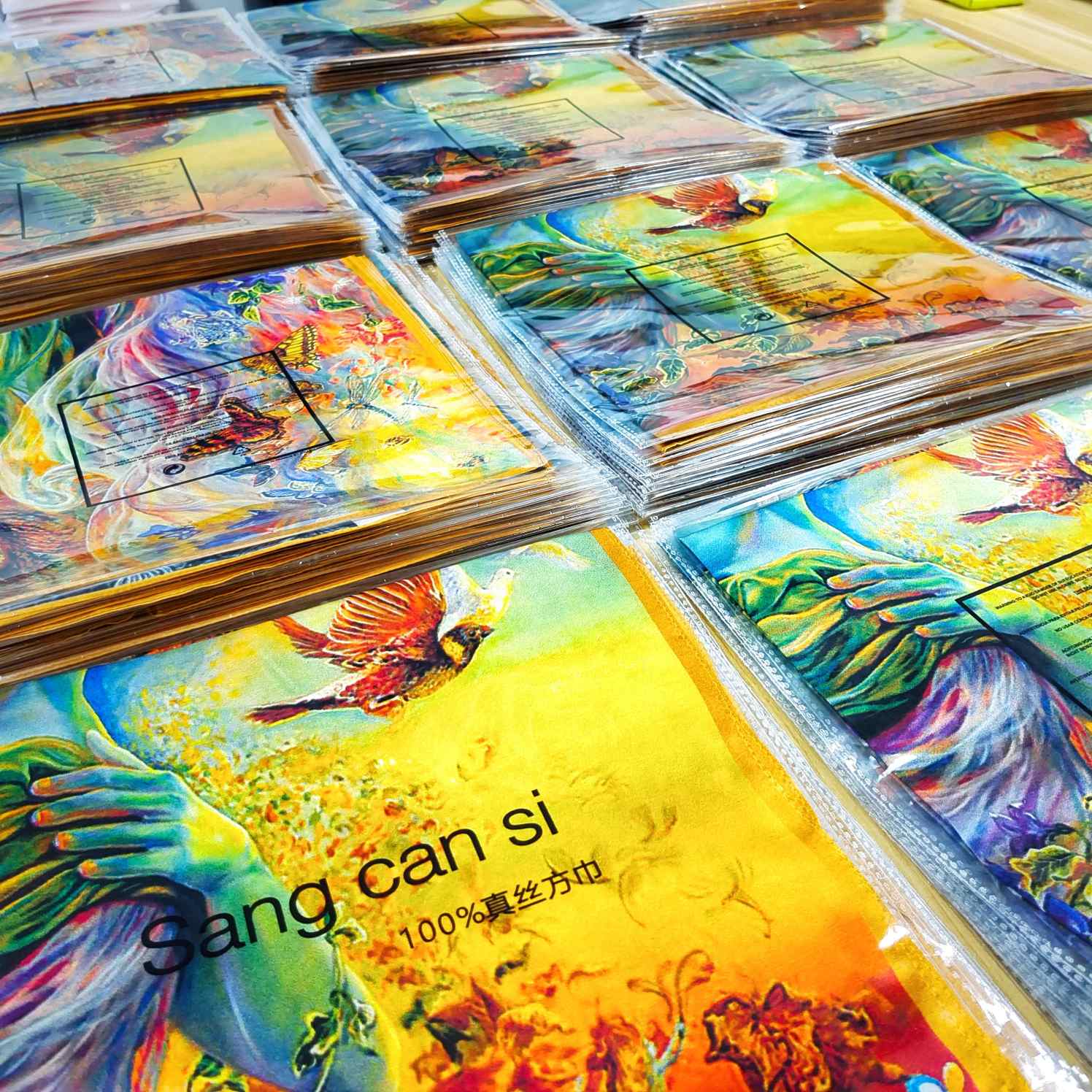 Custom packaging for 70cm ladies silk scarf projects