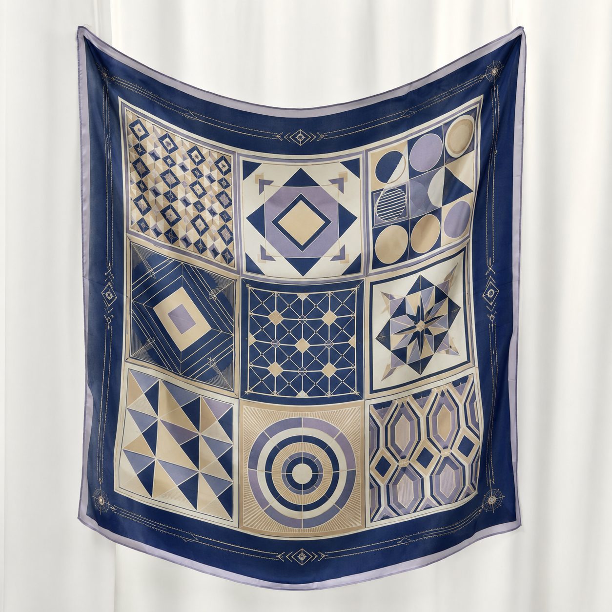 Blue toned mulberry silk scarf with gentle hand feel for custom accessories