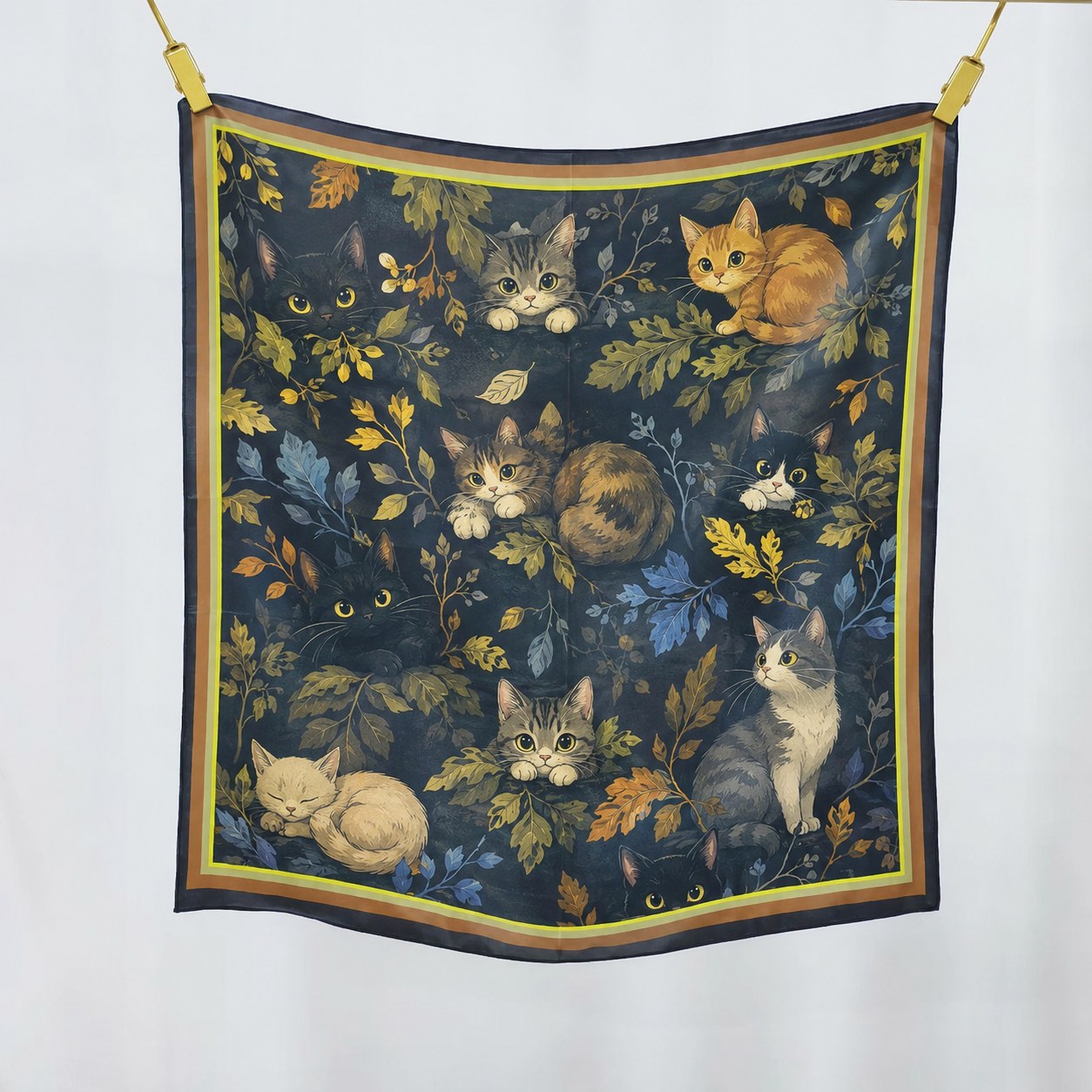 Cartoon owl print 100% mulberry silk scarf for meaningful custom gift collections