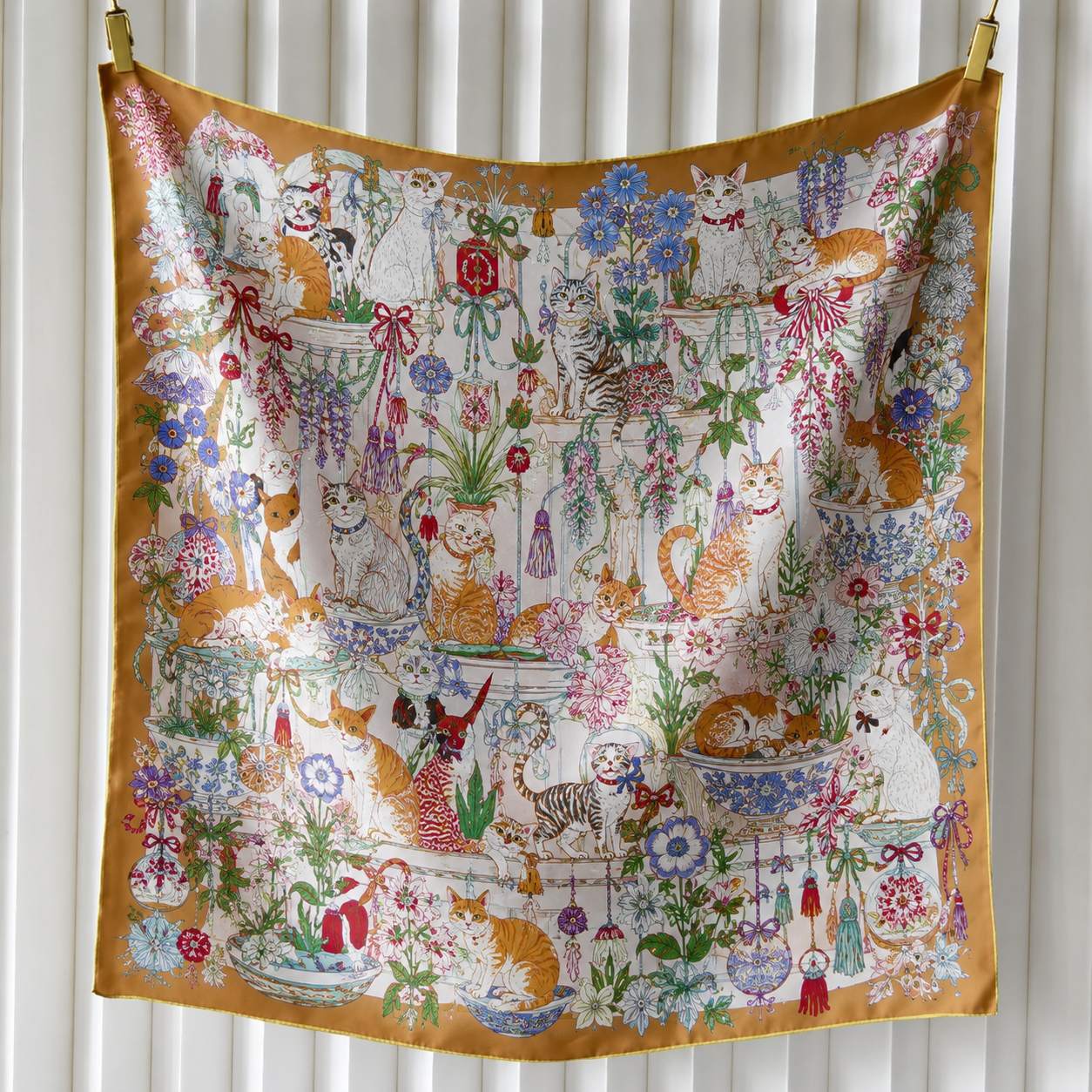 Custom cat print silk scarf for personal luxury collection