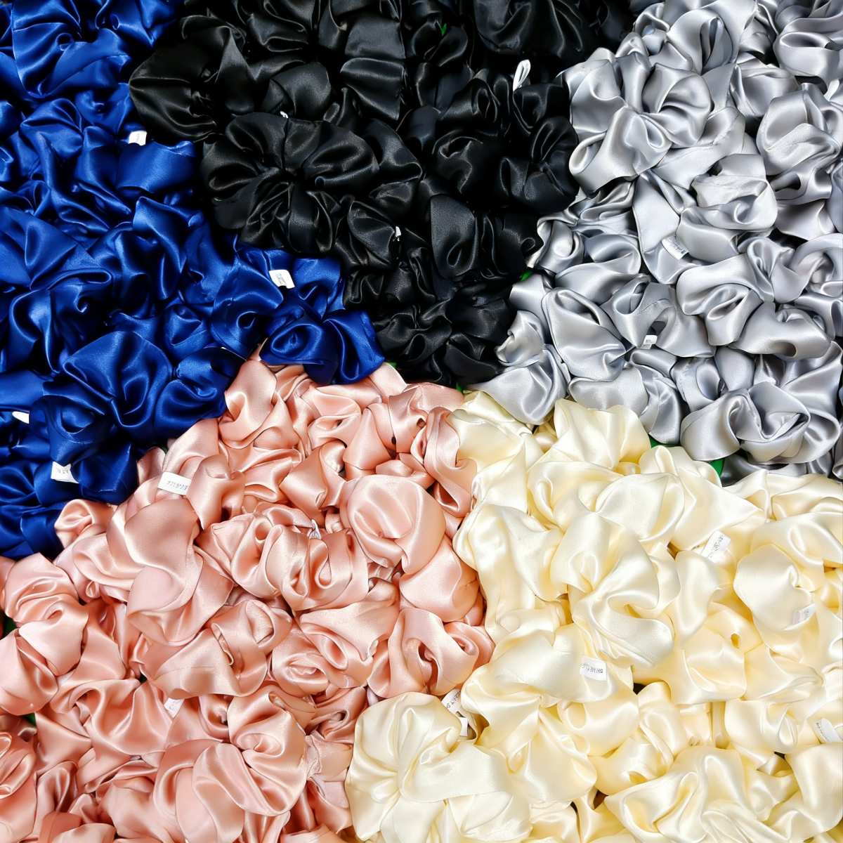 Bulk custom mulberry silk satin charmeuse scrunchies for private label brands