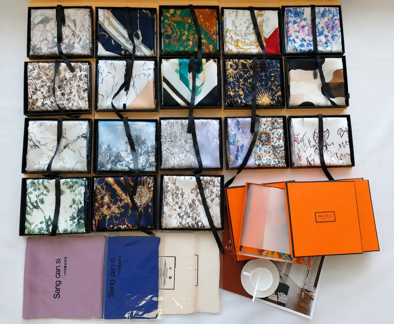 Colorful custom branded silk scarf packaging box