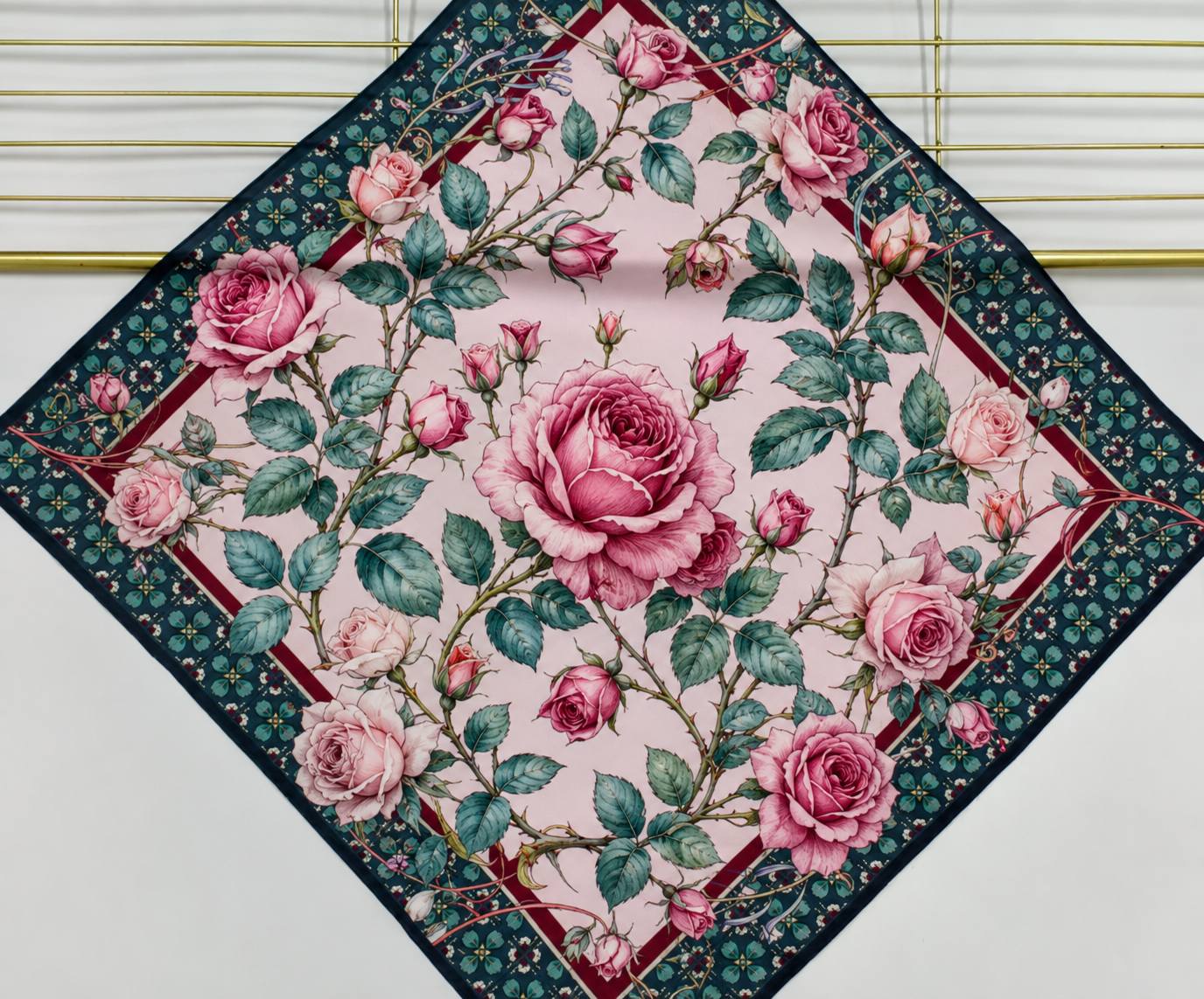 Mulberry silk accessory fabric showing premium print and surface quality