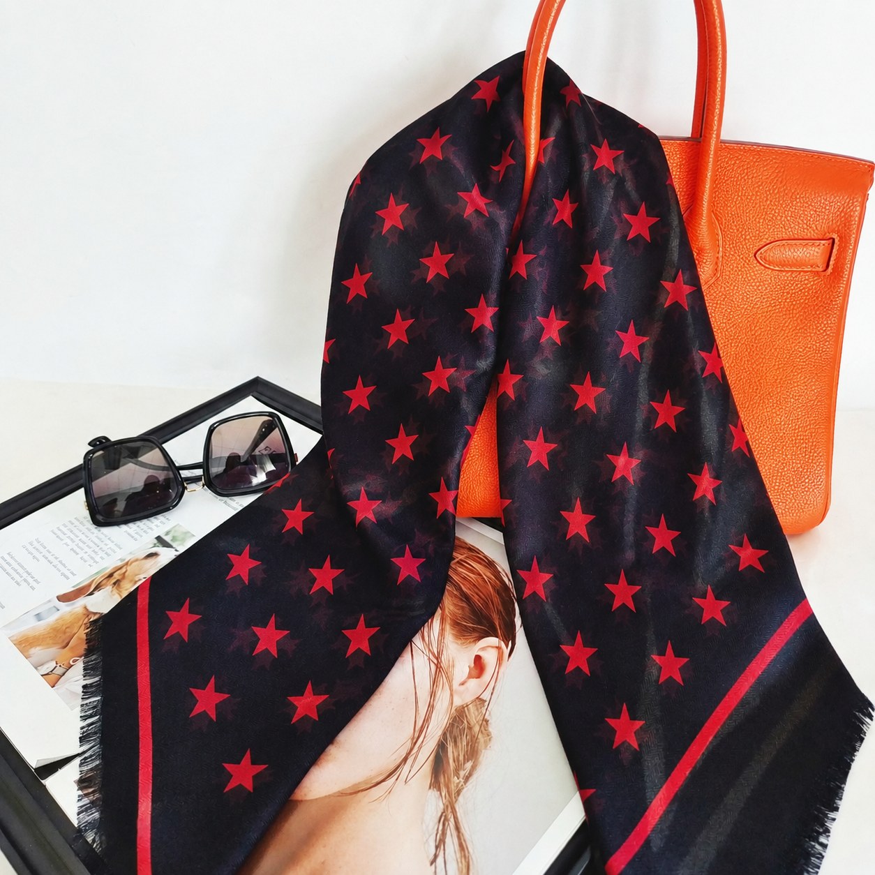 Custom silk wool blend scarf with soft fashion styling