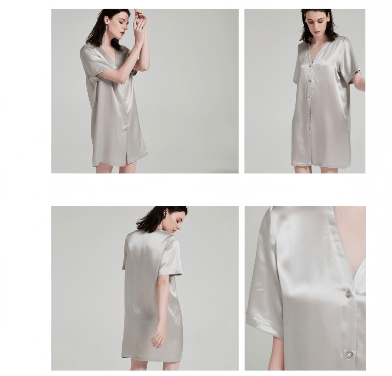 Deep V-neck silk dress private label style
