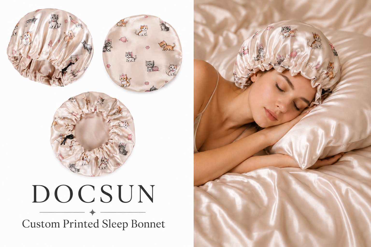 Custom printed bonnet developed for a coordinated private label collection