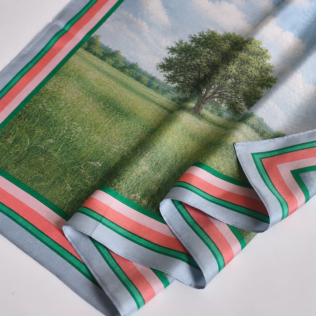 Green colorway artwork for a branded silk scarf project