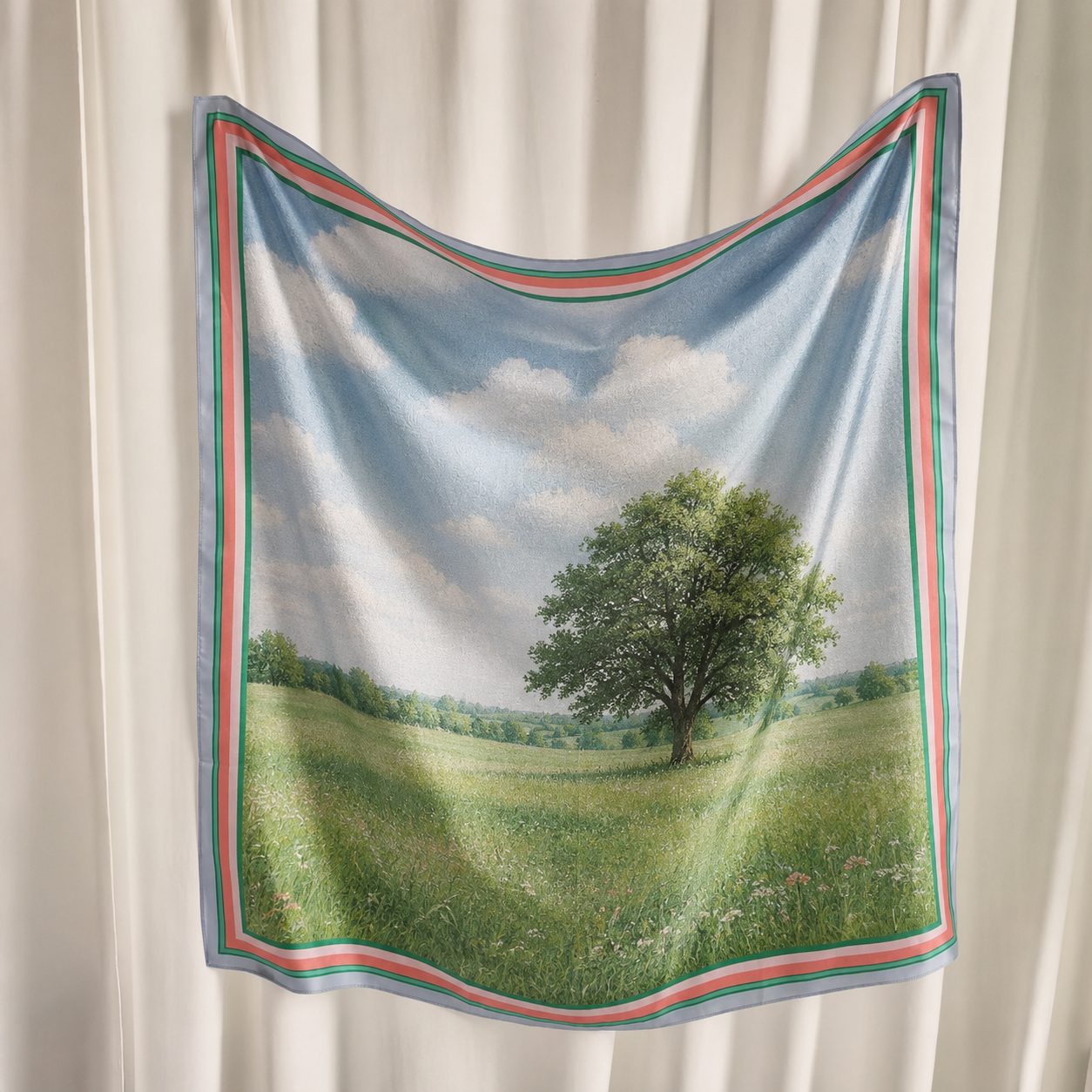 Branded mulberry silk scarf with custom artwork for a US project