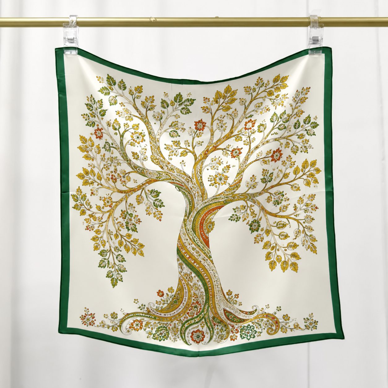 Custom green tree print scarf for modern fashion collections