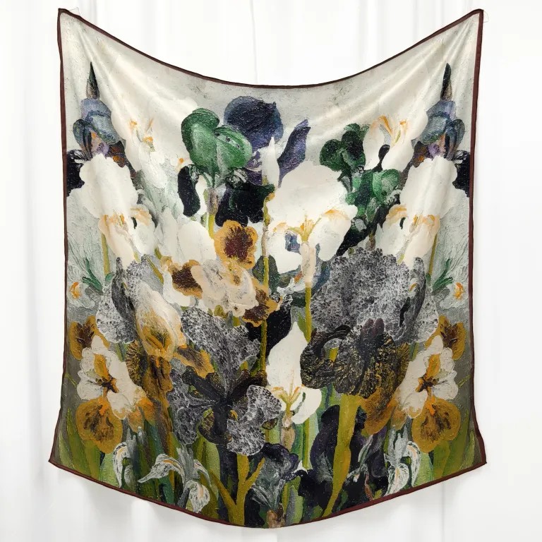 Green and white luxury silk scarf trend for fashion accessories