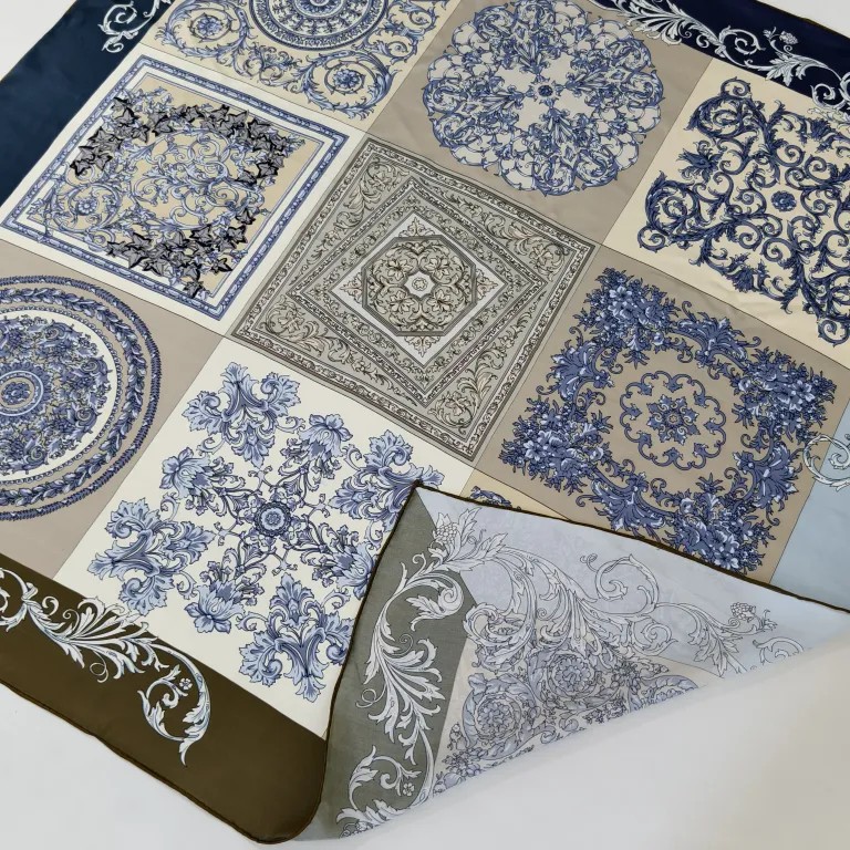Luxury silk scarf styled as a headscarf