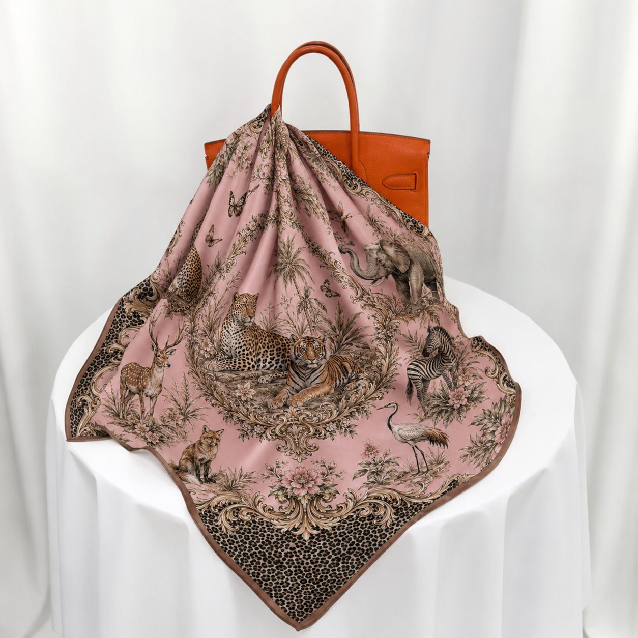 Luxury silk scarf in 90cm square size