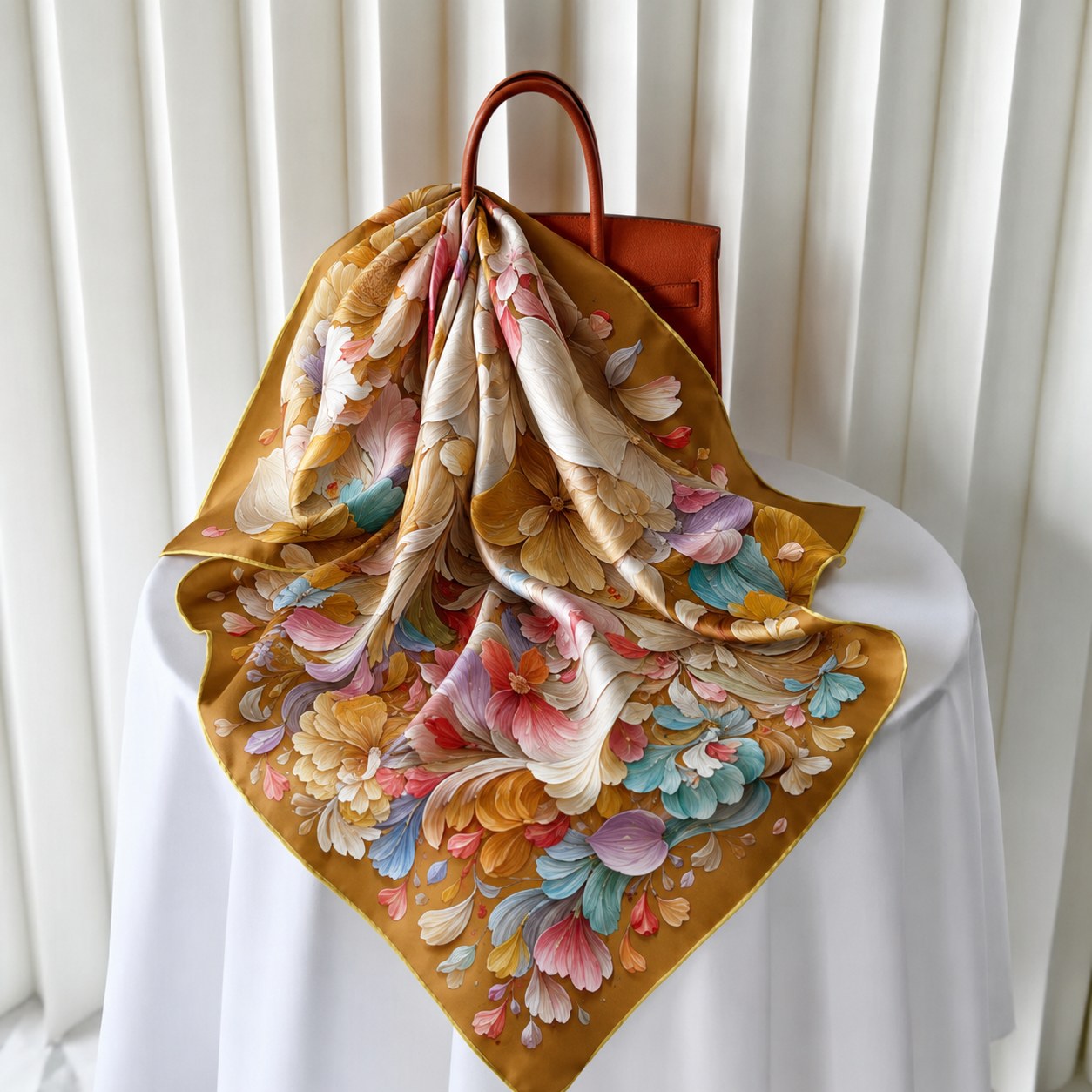 Brown mulberry silk scarf for personalized accessory collection