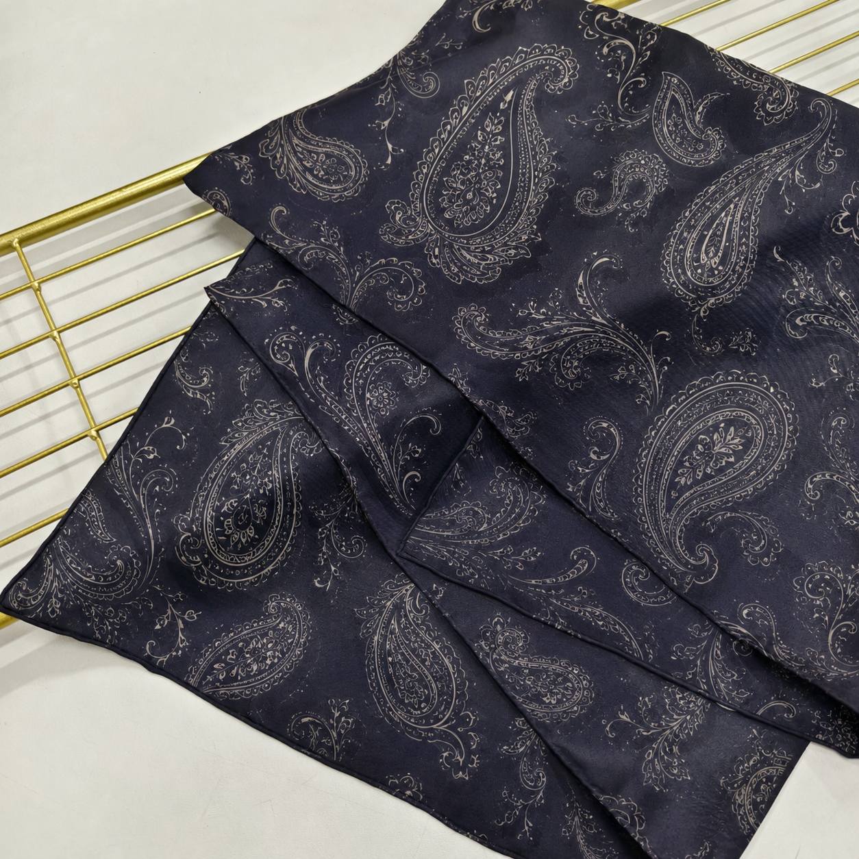 Mulberry silk paisley scarf with refined print detail