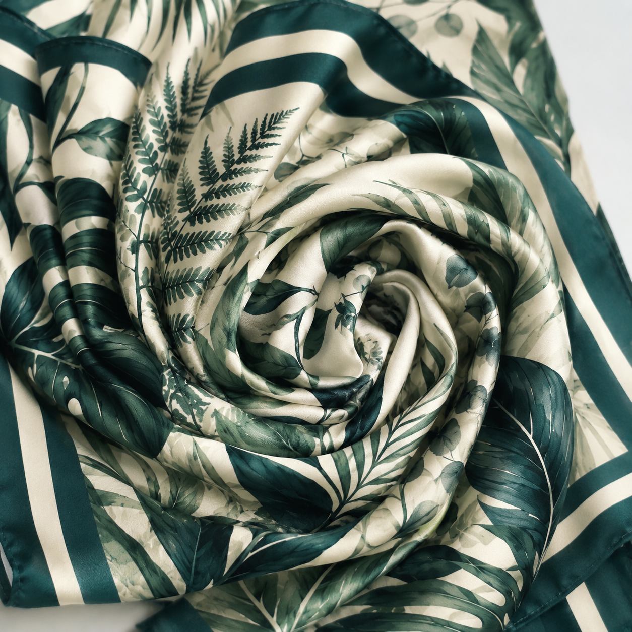 Fashion styling for deep green custom wedding silk scarf