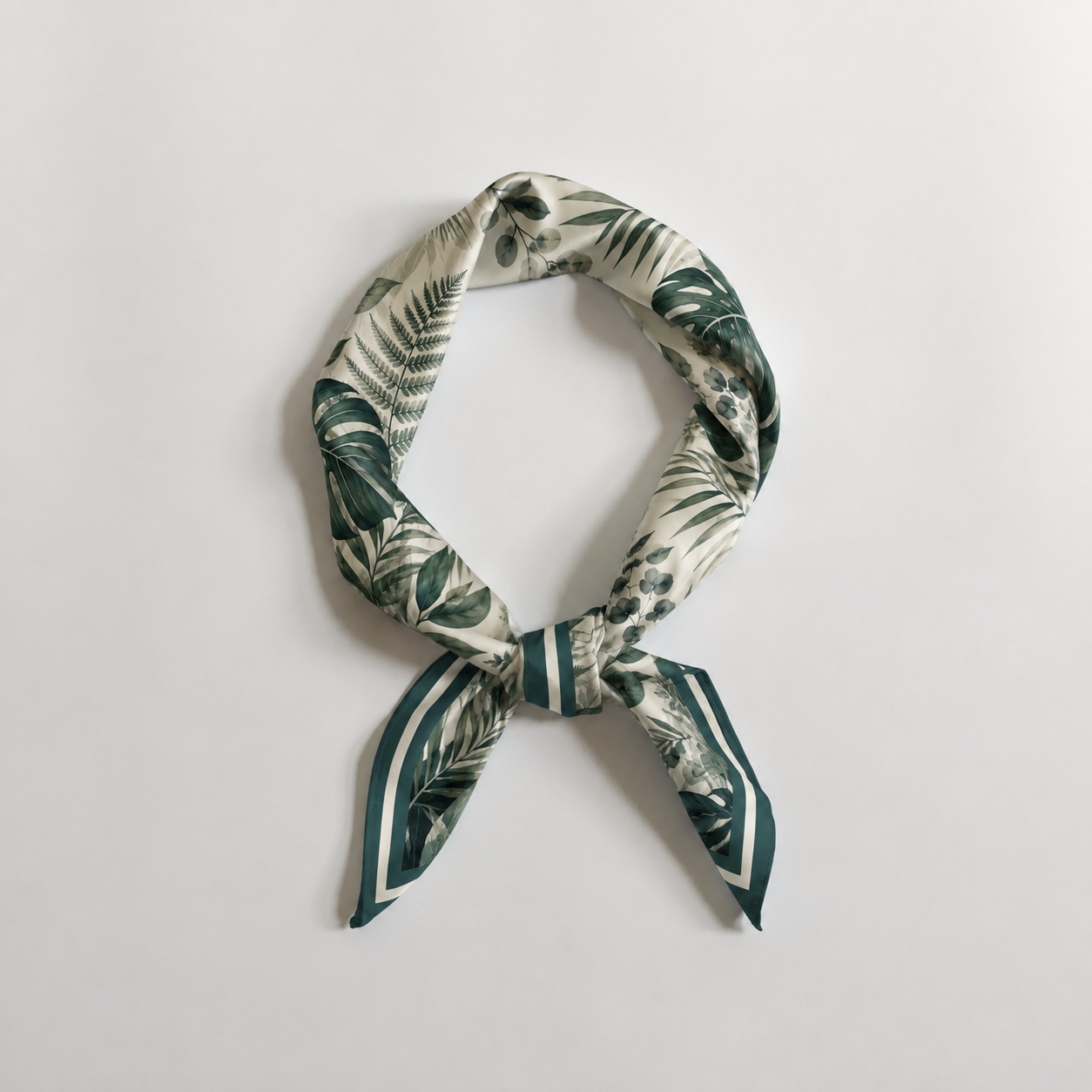Deep green neck silk scarf for wedding guest styling