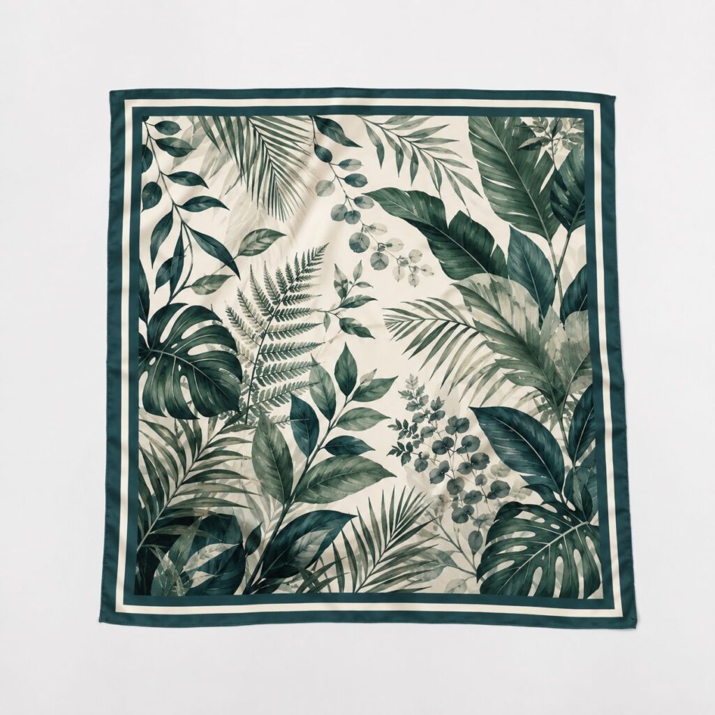 Deep green custom wedding silk scarf with soft mulberry silk sheen