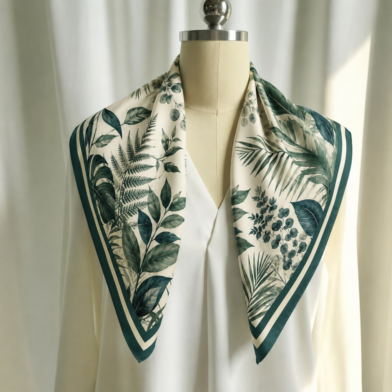 Soft silk wedding scarf in deep green custom design